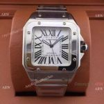 Swiss Copy Cartier Santos 100 SS Watch White Dial 42mm